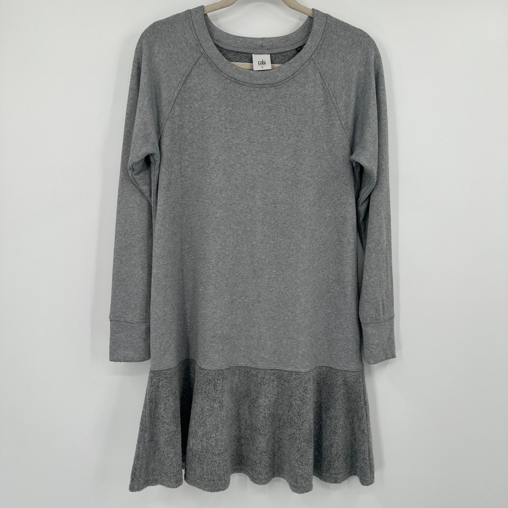 Cabi Gray Sweatshirt Dress Drop Waist Flounce Hem Long Sleeve Women's Size S‎